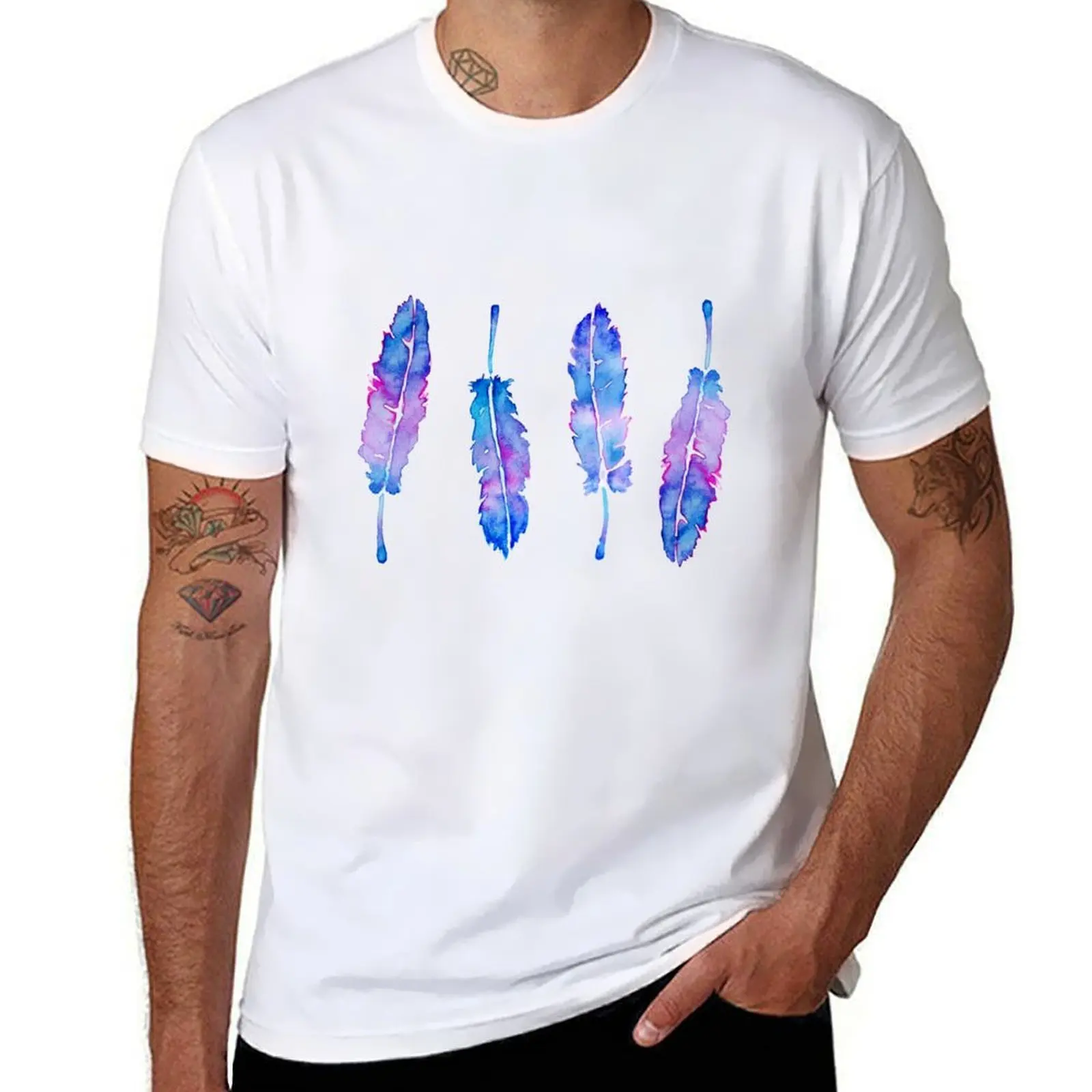 

Blue Feathers T-Shirt printed t shirts for man t shirt man casual T-Shirt