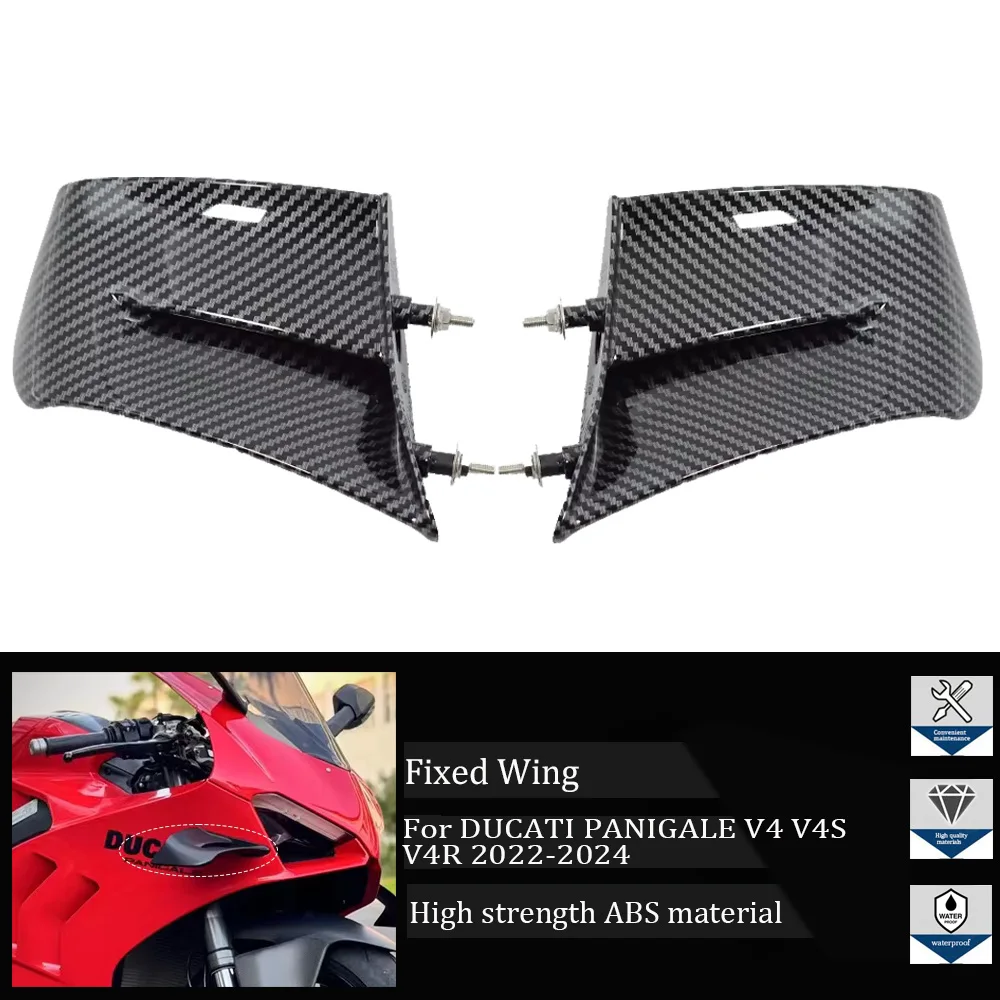 

Motorcycle Front Aerodynamic Fixed Wing Spoiler Fairing For DUCATI PANIGALE V4 V4S V4R 2022 2023 2024 ABS Side Wing Side Winglet