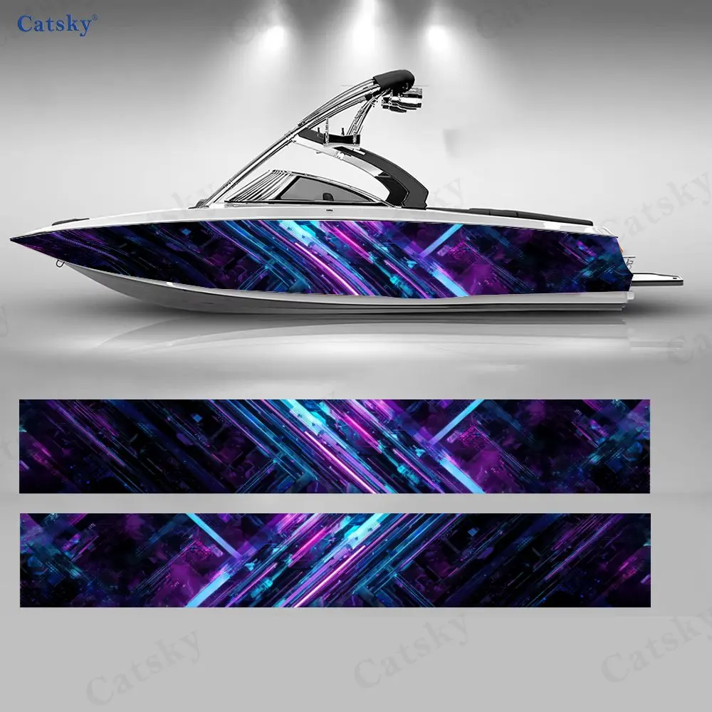 Fantasy Night Neon Star Boat Stickers, PVC Waterproof Durable Vinyl Wrap Decals for Fishing Boats, Durable and Stylish Design