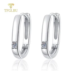 TFGLBU 2MM D Color Moissanite Oval Hoop Earrings for Women GRA Certified S925 Silver Lab Diamond Ear Buckles Fine Jewelry Gifts