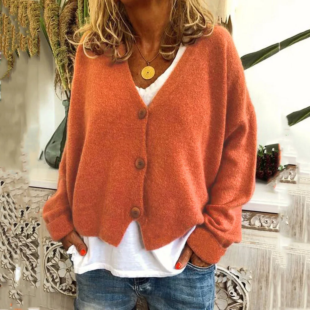 2024 New Autumn Winter Knitted Cardigan Women\'S Casual Fashion Solid Color Short Sweater Loose Long Sleeve Jacket Top Plus Size