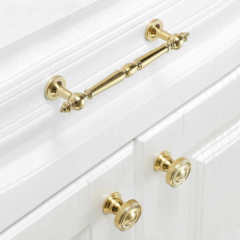 Wardrobe Handle Copper Nordic Simple European and American Chrome Plated Bright Silver Gold High-End  Cabinet Door 