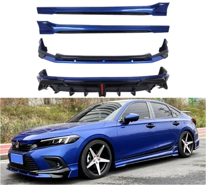 New！ For Honda Civic Sedan 11th  2022 2023 2024 ABS Bumper Front Lip Rear Trunk Diffuser Spoiler Side Skirt Body Kit