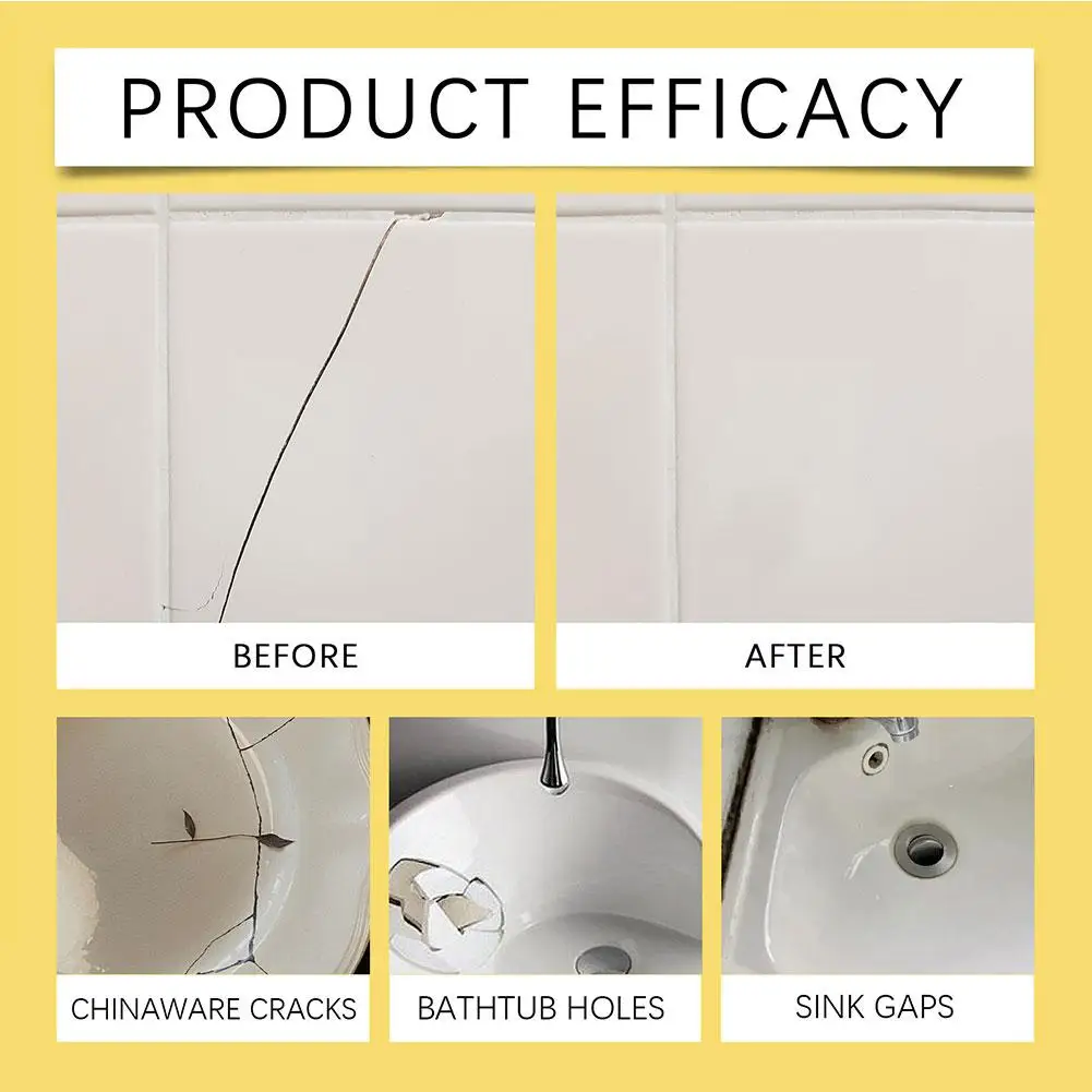 Multifunctional Tile Stone Crack Repair Kit, Fixes Tile/Glaze Chips & Sink/Tub Cracks, Super Adhesion Paste, Solves Unsightly