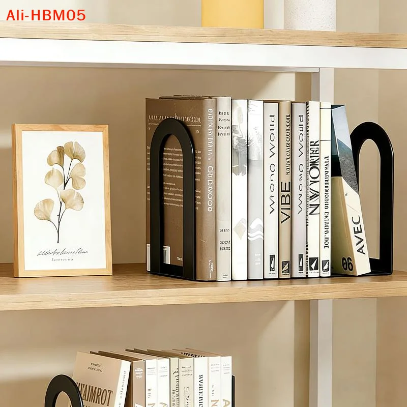 (HB05)2Pc L-shaped Desk Bookend Durable Iron Book Stand Book Holder Simple Display Book Support Rack Non Slip Shelf Holder