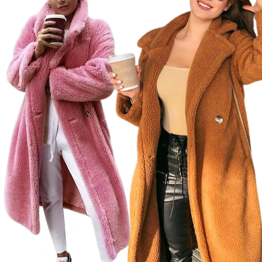 

Cardigan Coat Super Soft Women Overcoat 3 Colors Turndown Collar Excellent Fade-resistant Women Solid Coat Jacket