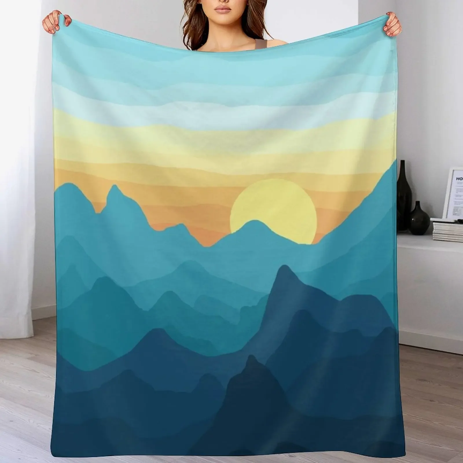 

Blue sunset Throw Blanket Designers Luxury Brand Extra Large Throw decorative Blankets