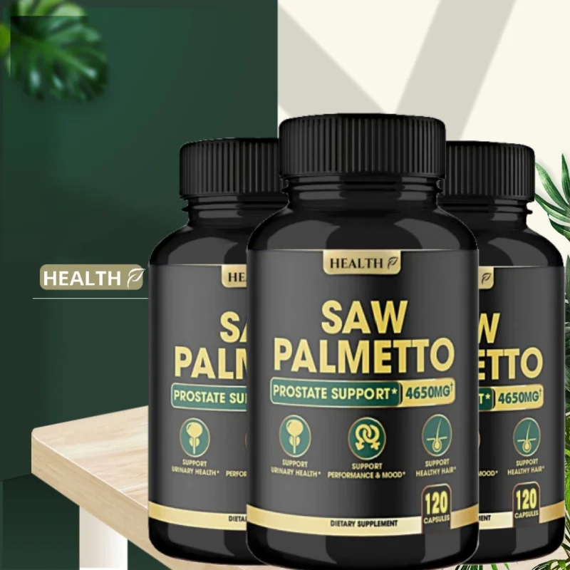 Cápsulas de Palmetto de sierra Natural, combinado con aswagandha, cúrcuma, Tribulus, Maca, té verde, jengibre, soporte Natural para próstata