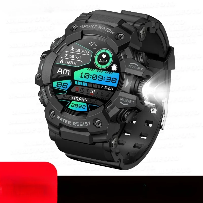 

New Smartwatch Men Women Outdoor Sports Wrist Clock Flashlight SOS Compass BT Call Wristwatch Health Track Smart Watch