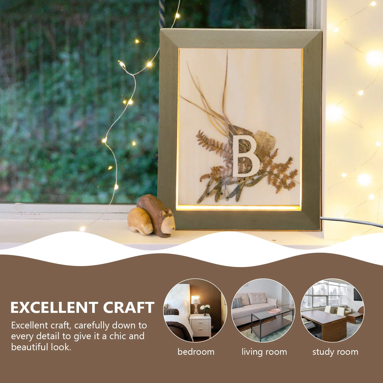 

LED Photo Frame Wood Material Lighted Picture Frame Night Light Tabletop Desktop Home Decoration Warm Atmosphere