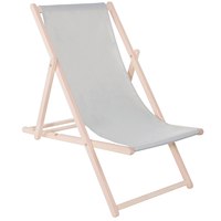 3 steps adjustable garden wooden deck chair, beach, light gray
