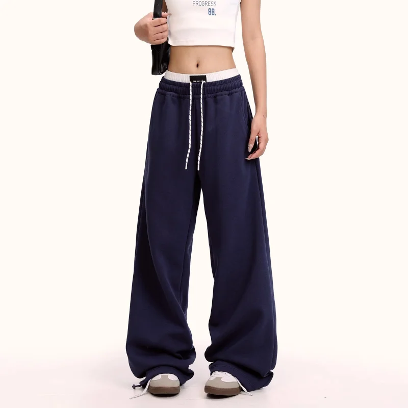 Retro American Street Dance Men's Casual Pants Loose Straight Leg Sports Sweatpants Drapey Wide Leg Long Trousers