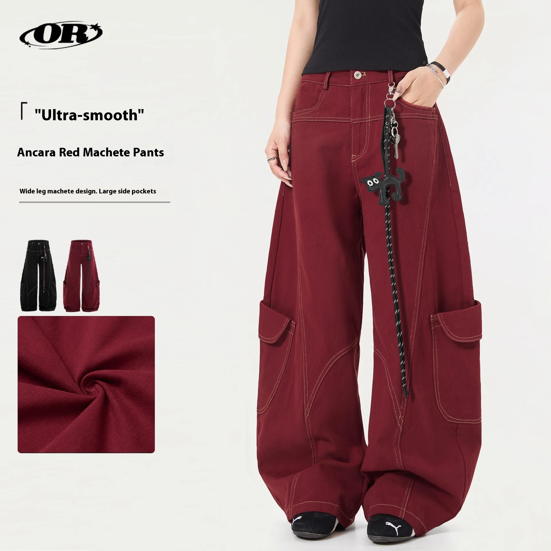 

OR FL American Curved Knife Retro 100 Cotton Women Jeans Street Dance Jazz Wide Leg Baggy Slacks Women's Staraight Y2k Pants