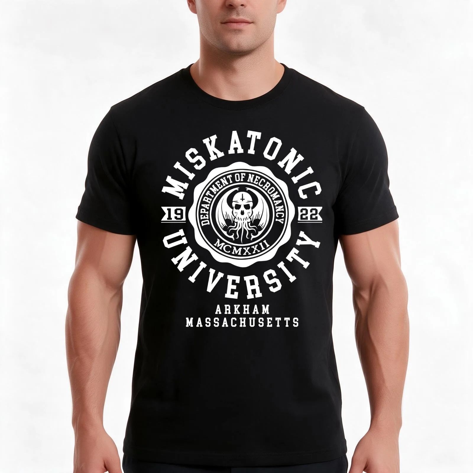 CTHULHU - MISKATONIC UNIVERSITY - LOVECRAFT T-Shirt, Summer Casual Cotton Tee, Oversized Streetwear Tops, Vintage Graphic Print