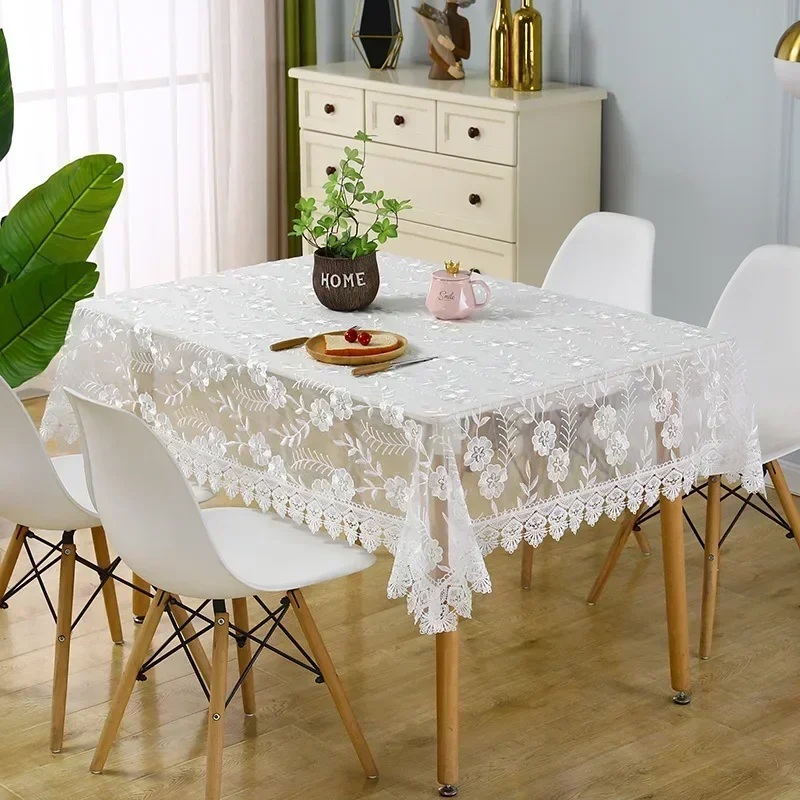 New Home Lace Lace Lace Tablecloth Rectangular Small Refreshing Semi Transparent Tablecloth Household Gauze Table Cover Towel