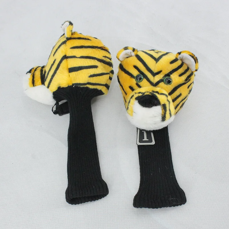 Golf Head Covers, tiger Golf Covers for Golf Clubs, Novelty Realistic Animal Headcover Plush Utility Golf Club Protector