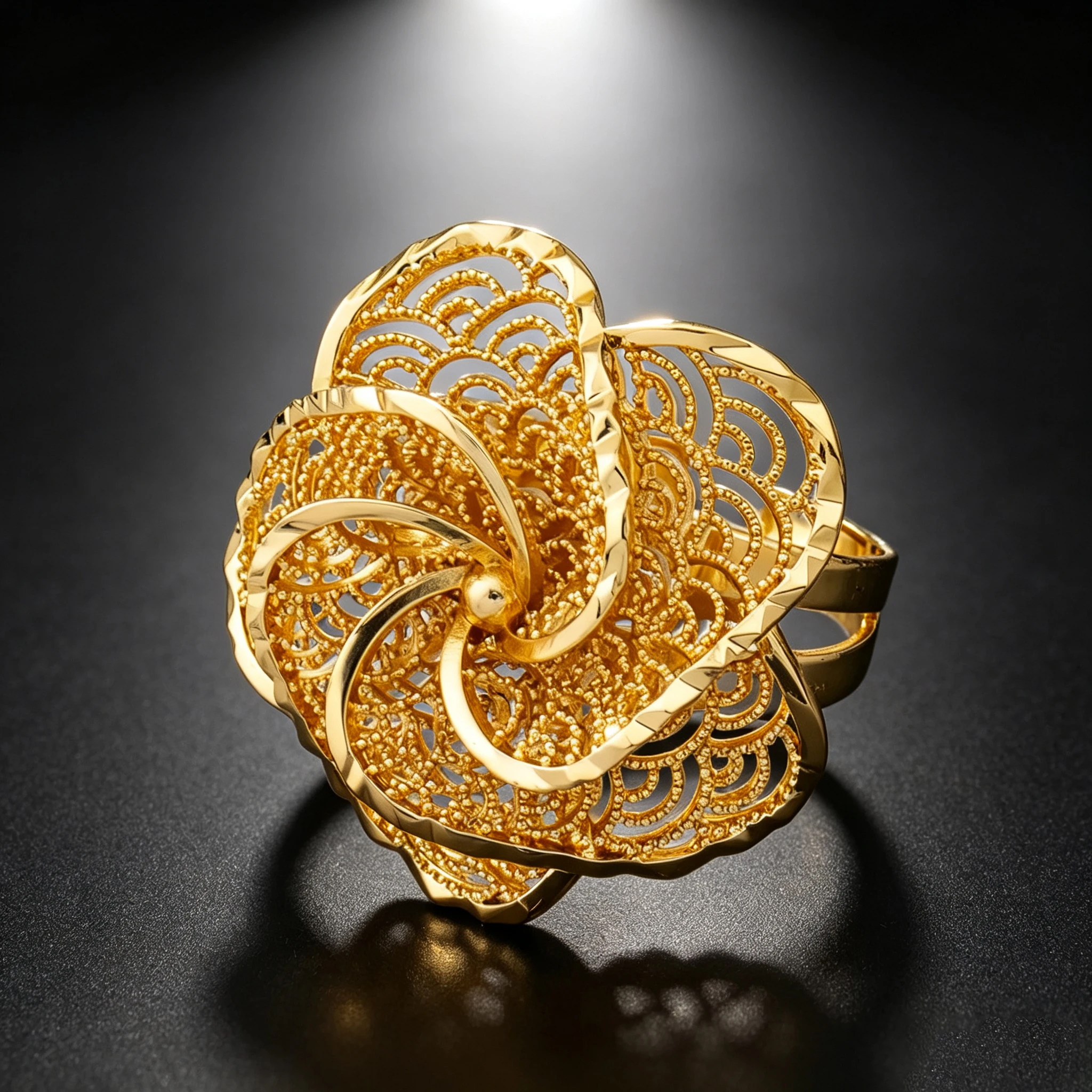 Hohler, verstellbarer Öffnungsring, Schmuckzubehör, Handdekoration, rotierende Metallblume für Männer und Frauen, für tägliche Zusammenkünfte, Geschenke