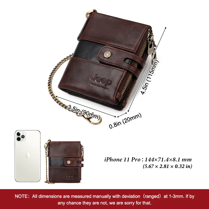 NEW Splice 100% Genuine Leather Men Wallet Coin Pouch Small Mini Card Holder Double Zipper Portomonee Male Slim Walet Pocket