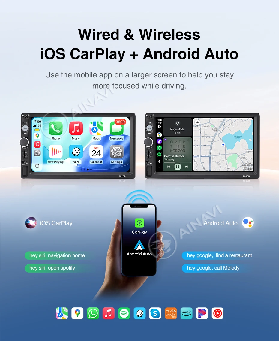 AINAVI Universal 2 Din Autoradio Carplay Wireless Android Auto HD 1280*720 IPS Touchscreen Typ-C USB Auto-Multimedia MP5 2DIN – Detail 16
