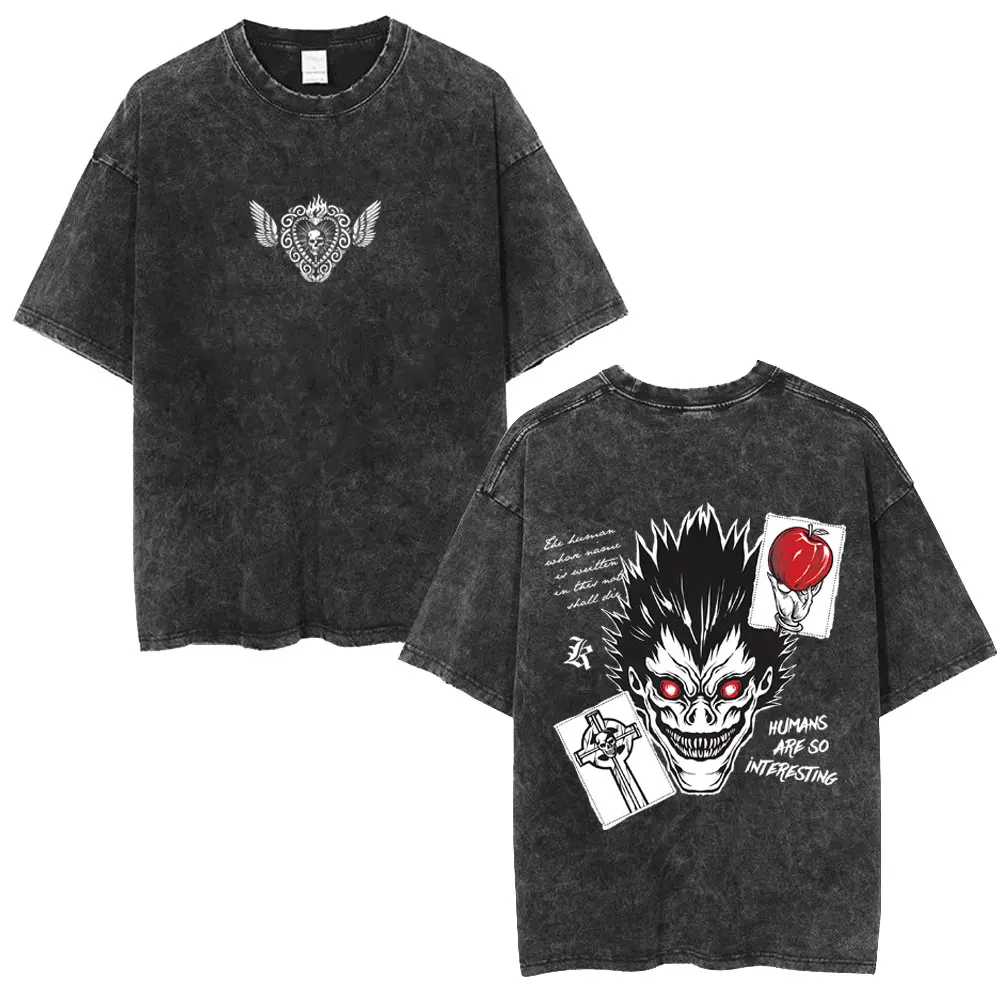 

Washed Vintage Anime Death Note Ryuk Graphic T-shirt Men Women Clothing Casual Oversized T Shirt Men's 90s Manga Retro T-shirts
