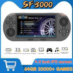 휴대용 휴대용 게임 플레이어, 레트로 비디오 게임 콘솔, PS1, GBA, SFC, MAME용 내장 20000 + 게임, SF3000, 4.5 인치 IPS 스크린