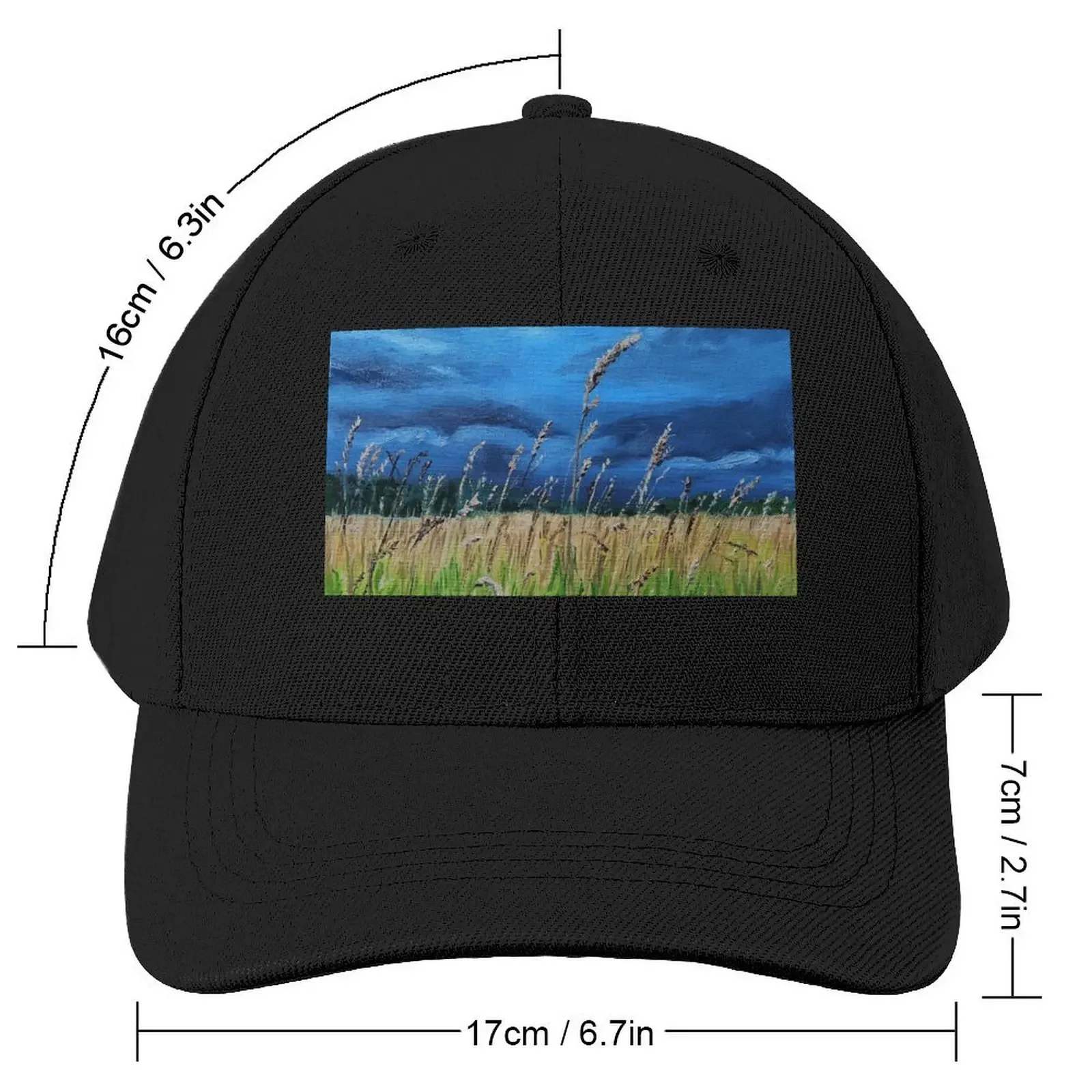 Wheatfield before a thunderstorm oil painting Baseball Cap Icon Brand Man cap Bobble Hat Luxury Hat For Men Women's