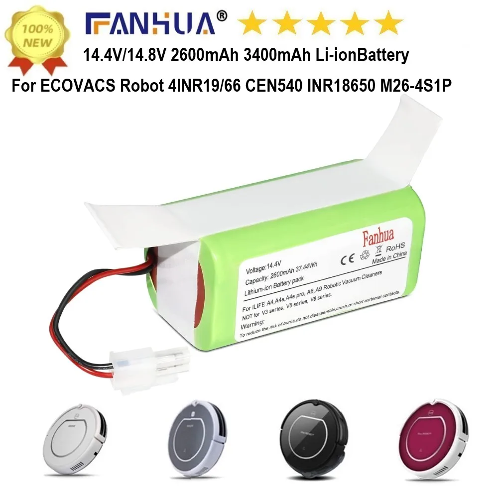 

Сменный аккумулятор CEN540 4ICR19/65 для Dibea V870, Ecovacs Deebot CR130, CEN 540, V780 14,8 V 14,4 V 2600mAh