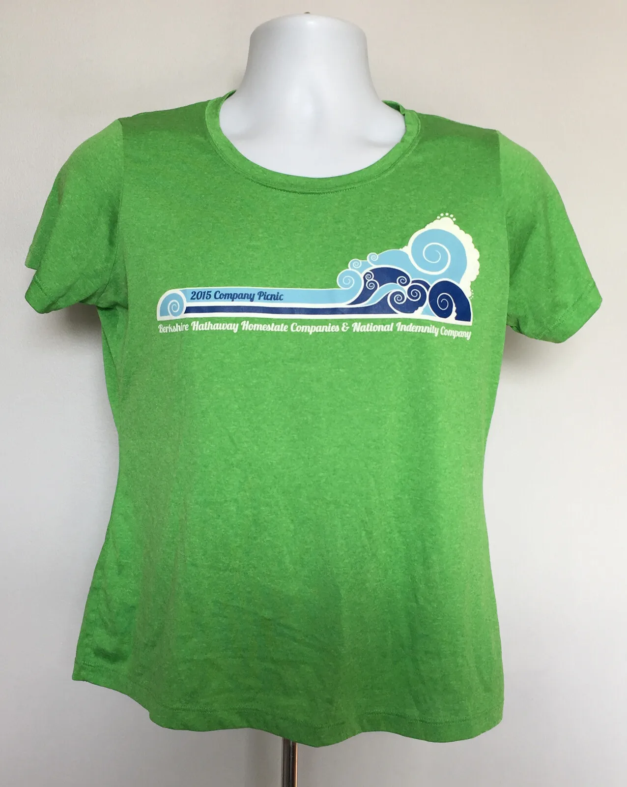 Camiseta de picnic de la empresa Berkshire Hathaway 2015 para mujer, talla pequeña, verde, Warren Buffett