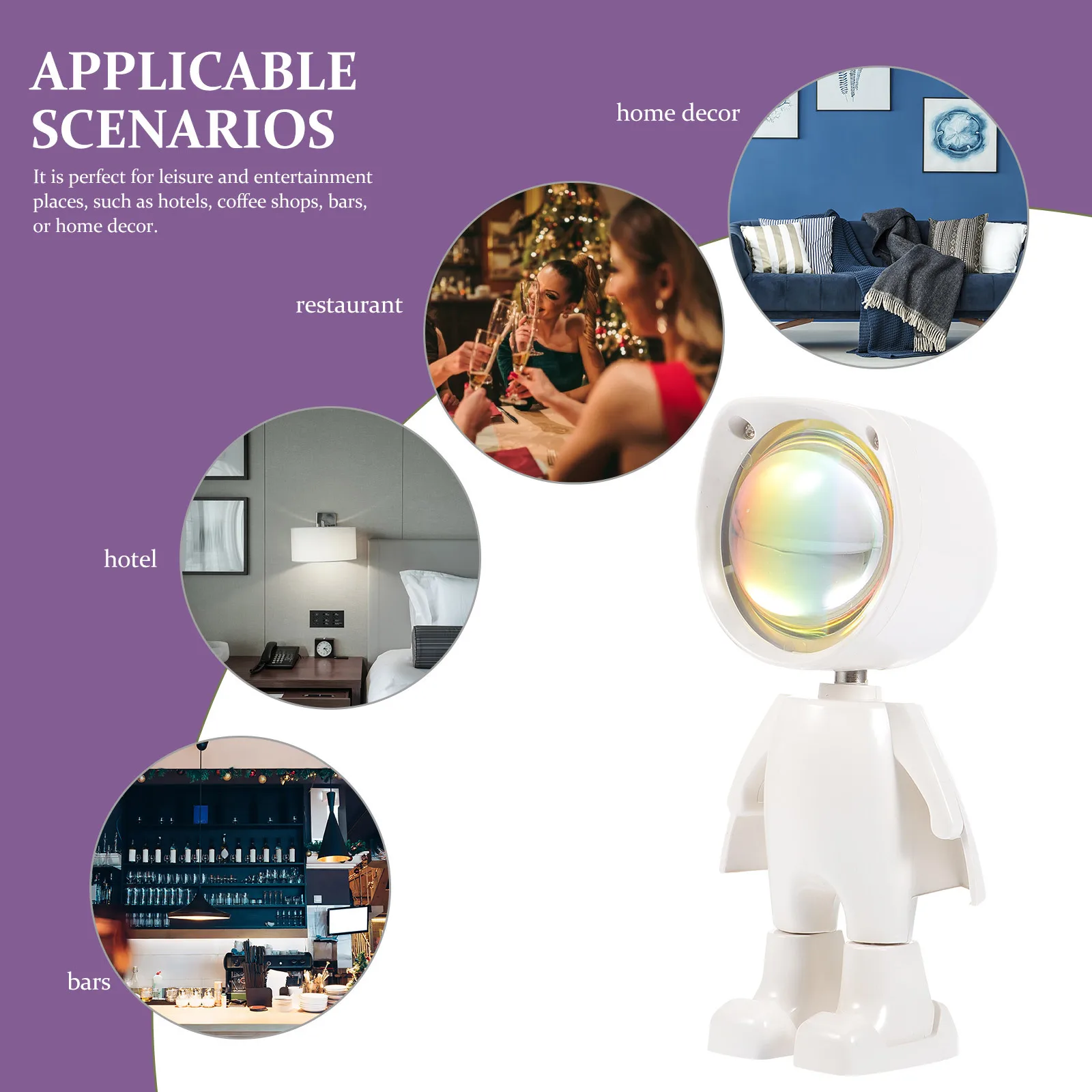 

1Set Sunset Projection Lamp Durable Mini Robot Shape Atmosphere Light Home Vibe Romantic Night Light Projector