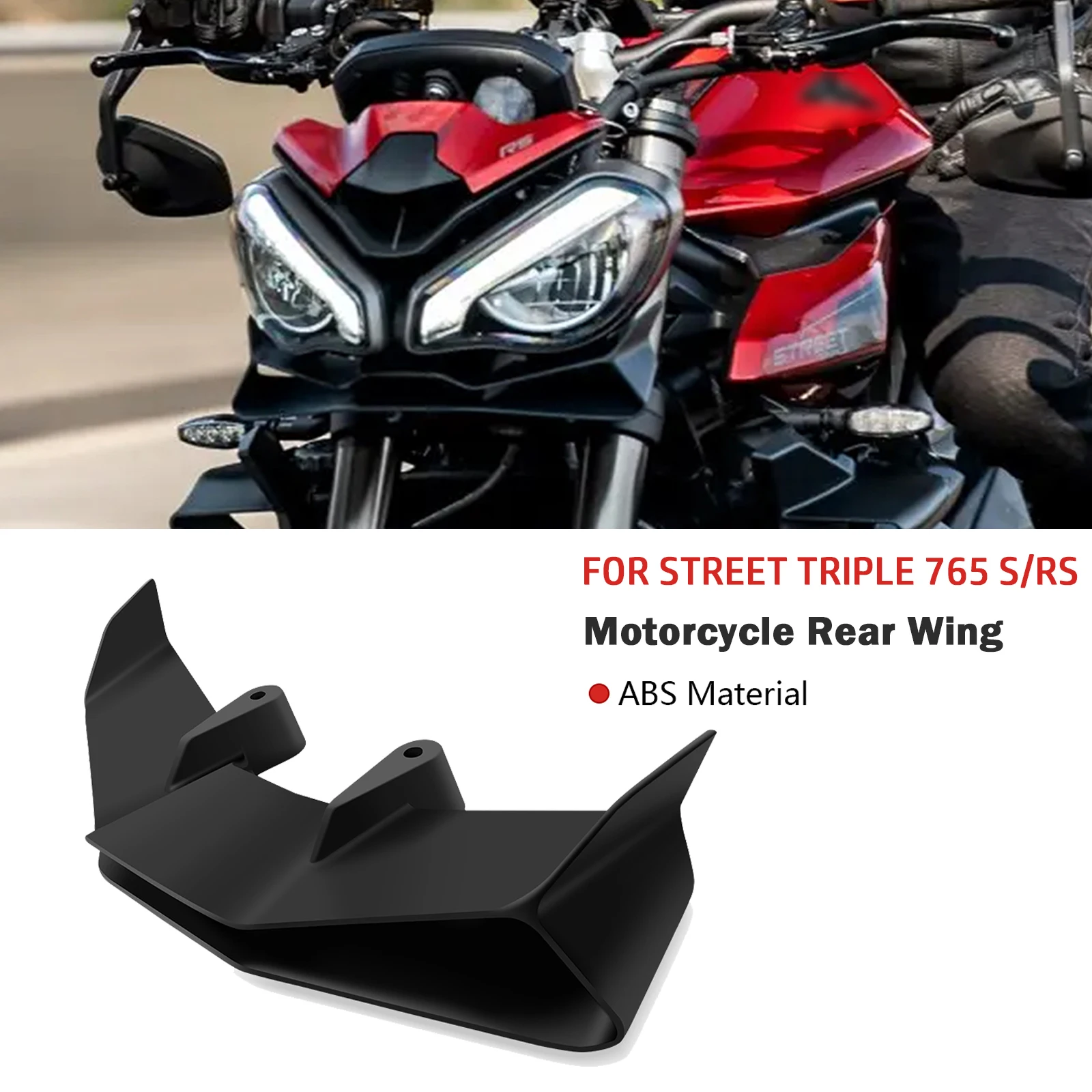 

For Motorcycle Fairing Frontal Spoilers Kit Front Lip Fixed Wing Street Triple 765 S RS 2017-2024 Street Triple 765 RS 2024 2023