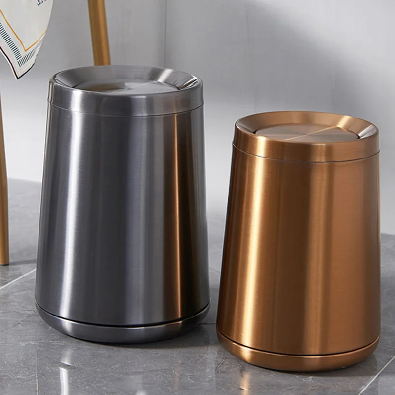 Bathroom Round Trash Bin Gold Sorting Office Basket Trash Can Kitchen Home Office Storage Trash Can Compost Papelera Waste Bins