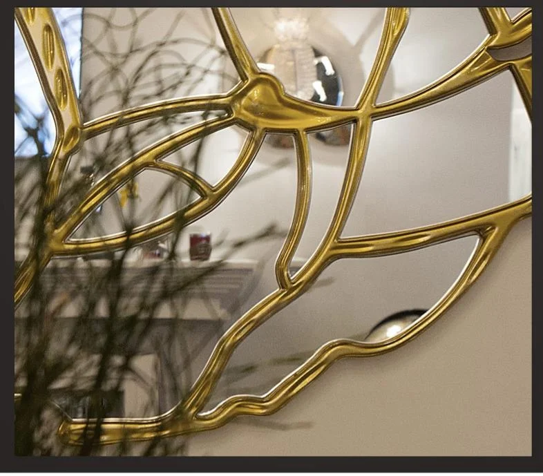 الحرفية غرفة المعيشة جدار الفن المدخل النحاس الذهب الخشب الزخرفية مرآة فضية #3