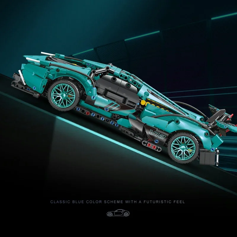 التقنية V12 سوبر سيارة اللبنات قوة المحرك لغز اللعب DIY زخارف الطاولة نموذج عيد الميلاد عيد الميلاد عيد الهالوين هدية #6