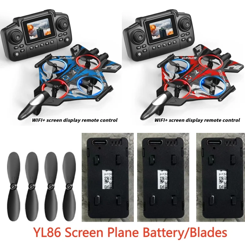 YL86 RC Plane Aircraft Airplane Spare Parts 3.7V 500Mah Battery Propeller YL86 Screen Remote Control Airplane Spare Accessories
