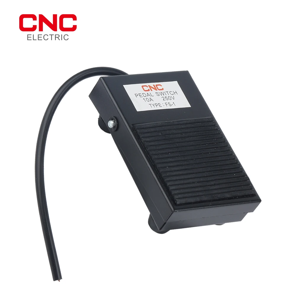 CNC 1pcs Metal Foot Switch Controller SPDT Foot Pedal Self Reset Cable 12cm Momentary 1NO1NC 10A/250V