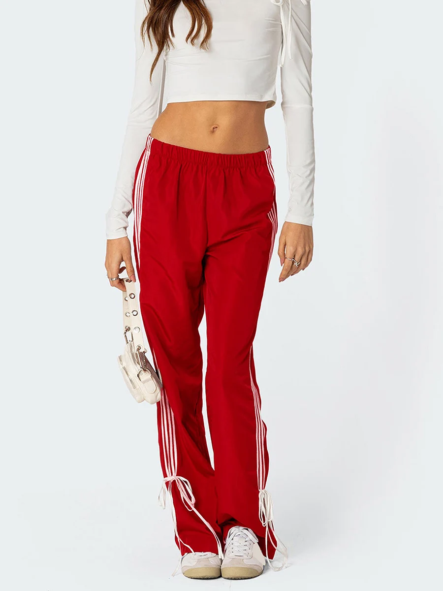 Y2k Baggy Side Striped Sweatpants for Women Fashion Casual Straight Pants Hip Hop Streetwear Harajuku Trousers Joggers Bottoms