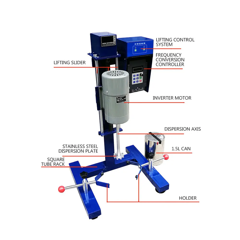 750W 8KG Lab Stirring Machine Multi-purpose Disperser Digital Display Timing Automatic Lifting High-Speed Frequency Conversion