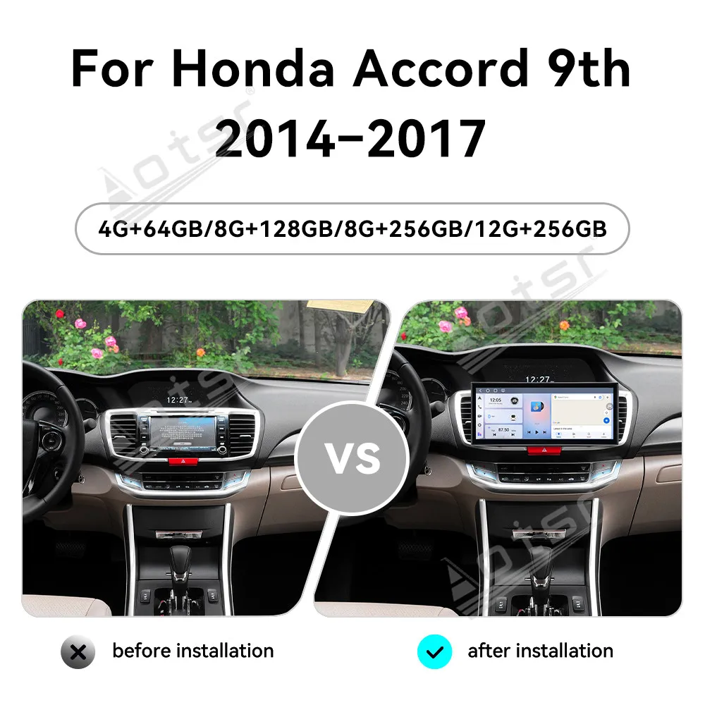 For Honda Accord 9th Gen 2014-2017 15.8 Inch In-Dash Touchscreen Car Radio GPS Nav Carplay Android Auto Plug & Play Upgrade