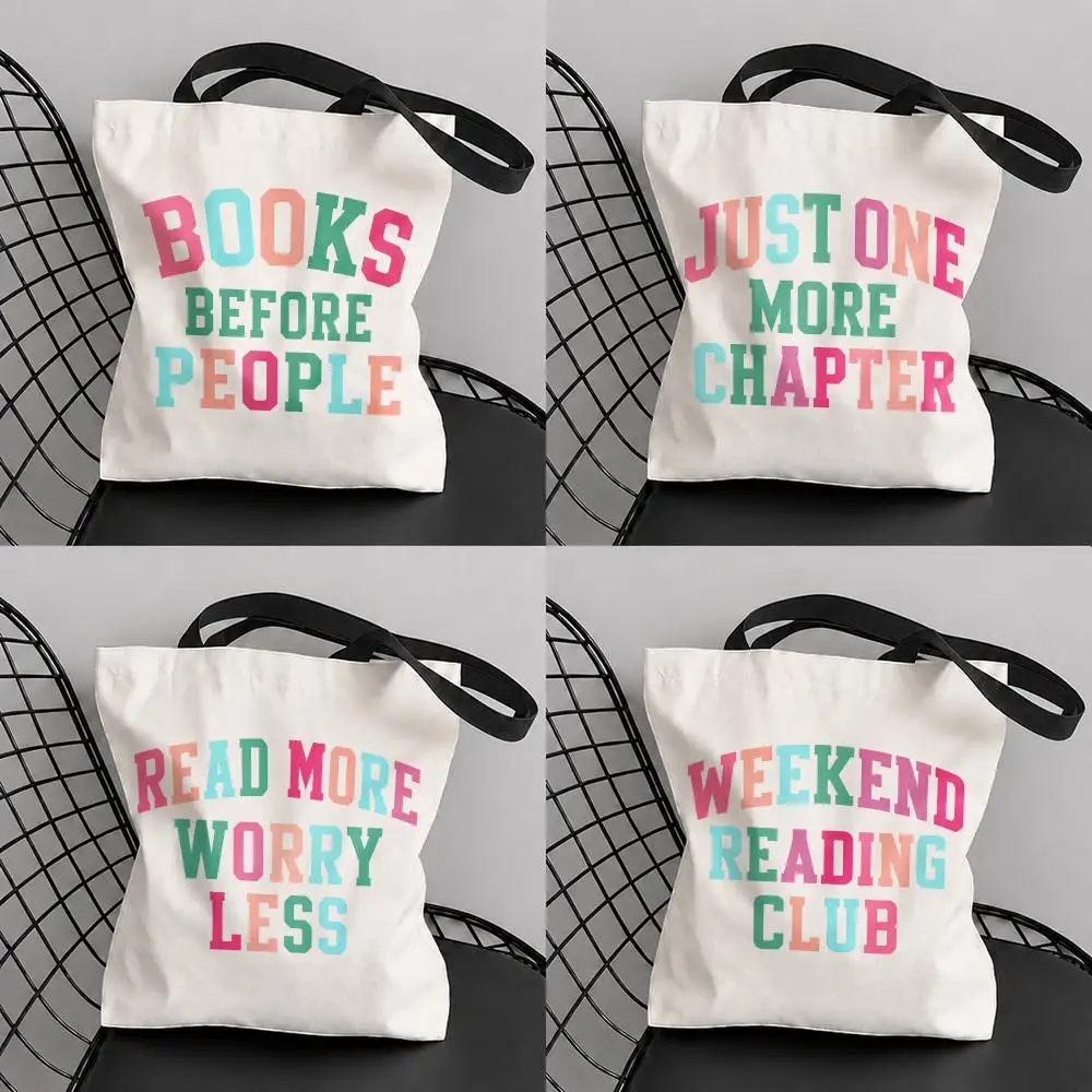 Always Rather Be Reading Storage Bags Large Capacity Canvas Tote Bag Reusable Shoulder Handbag for Daily Shopping Travel