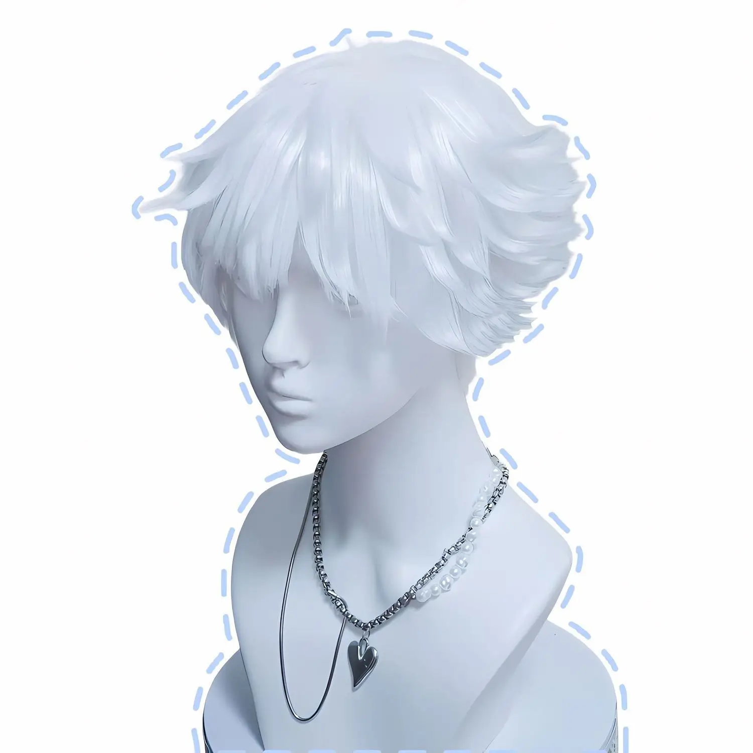 Peruka do cosplayu Jujutsu Kaisen Gojo Satoru, luźne włosy 5t5 i styl z kolcami do góry, wersja anime con, cosplay Final Fantasy, męska