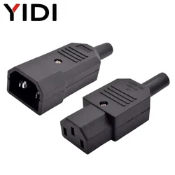 5pcs 10pcs IEC 320 Straight Cable AC Plug Socket C13 C14 10A 250V Black Rewireable Electrical 3 Pin Female Male Power Connector