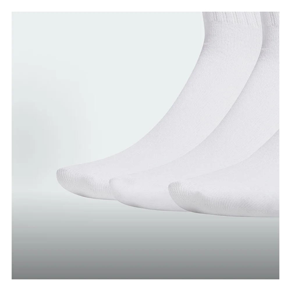 adidas 3s Linear logo printed stretchy, comfortable, soft mid-calf socks, unisex, 3-pack, white, IY8787