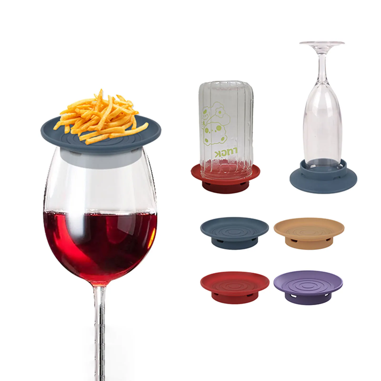 Posavasos de silicona para copas de vino, bandeja para aperitivos, soporte para té, café, taza, soporte para bebidas, tapa para posavasos, cocina, decoración de escritorio DIY