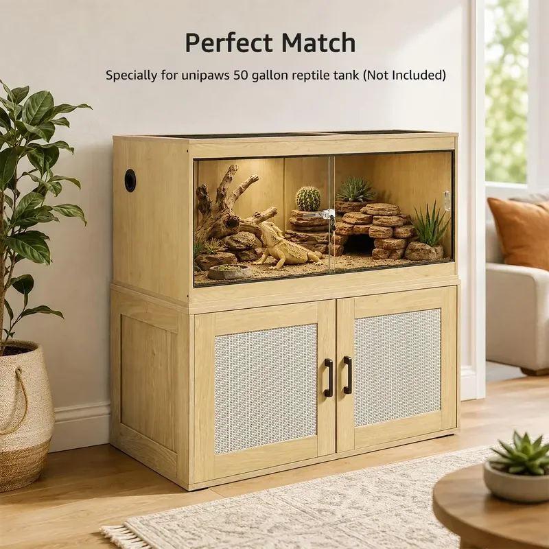 Reptile Tank Stand for 50 Gallon Reptile Tank Storage Cabinet