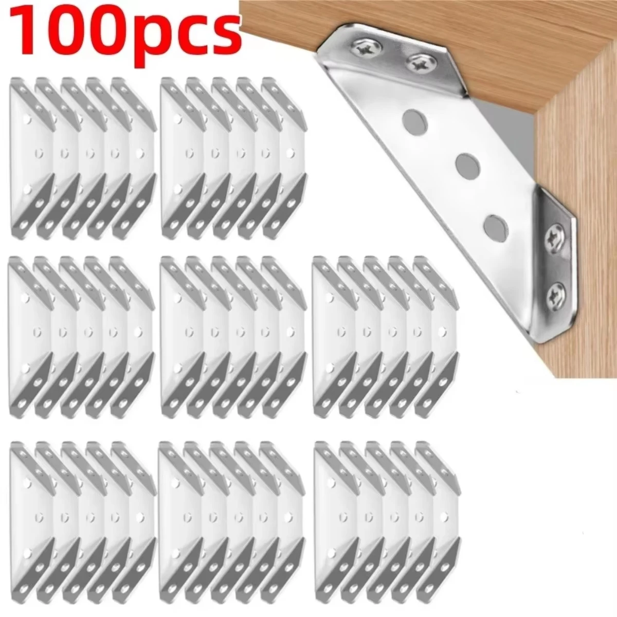 

10Pc Stainless Steel Angle Bracket Universal Furniture Right Angle Fixed Bracket Cabinet Trapezoidal Layer Board Connector