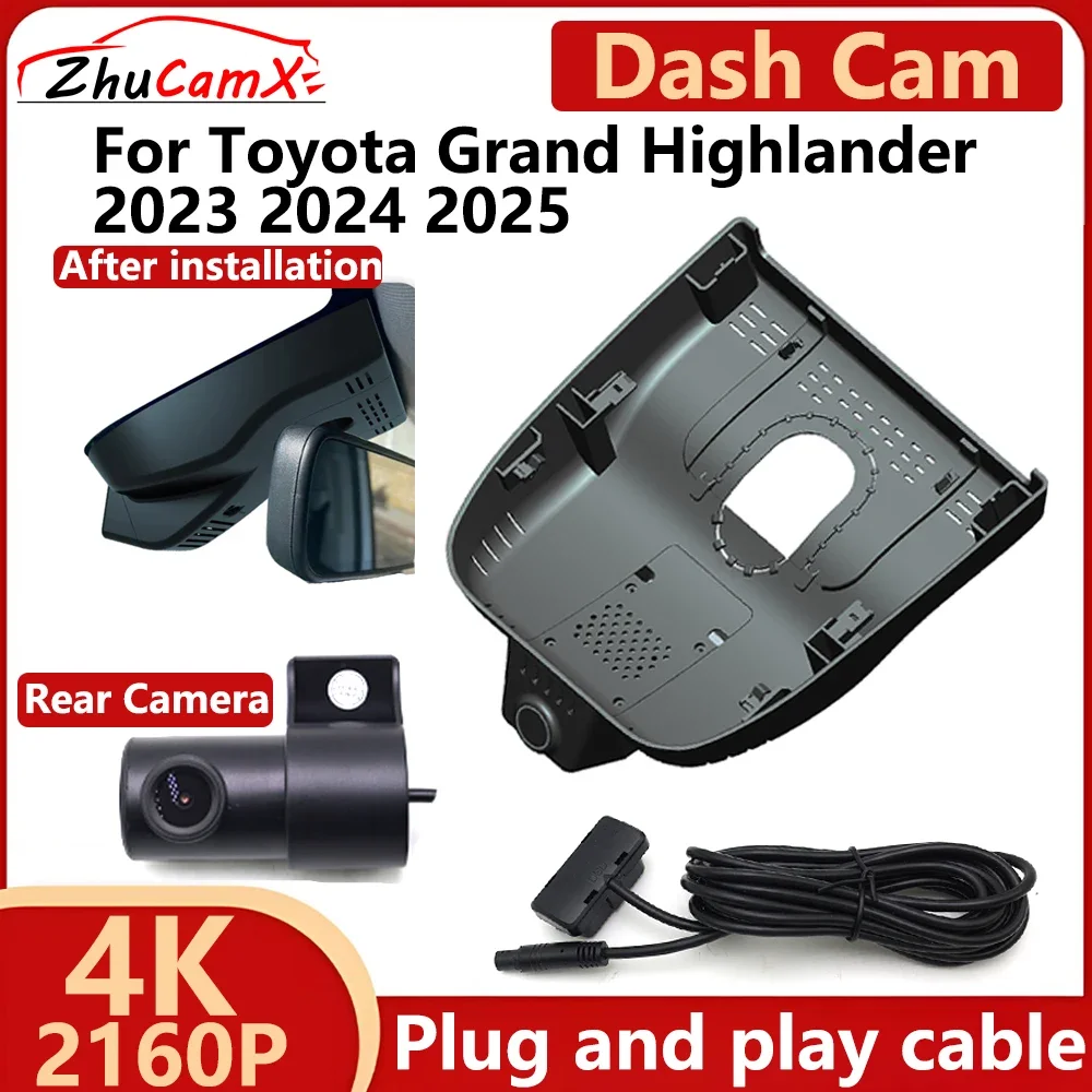 

ZhuCamX For Toyota Grand Highlander 2023 2024 2025 4K 2160P Full HD 1080P Car DVR Dash Cam Camera Plug and play