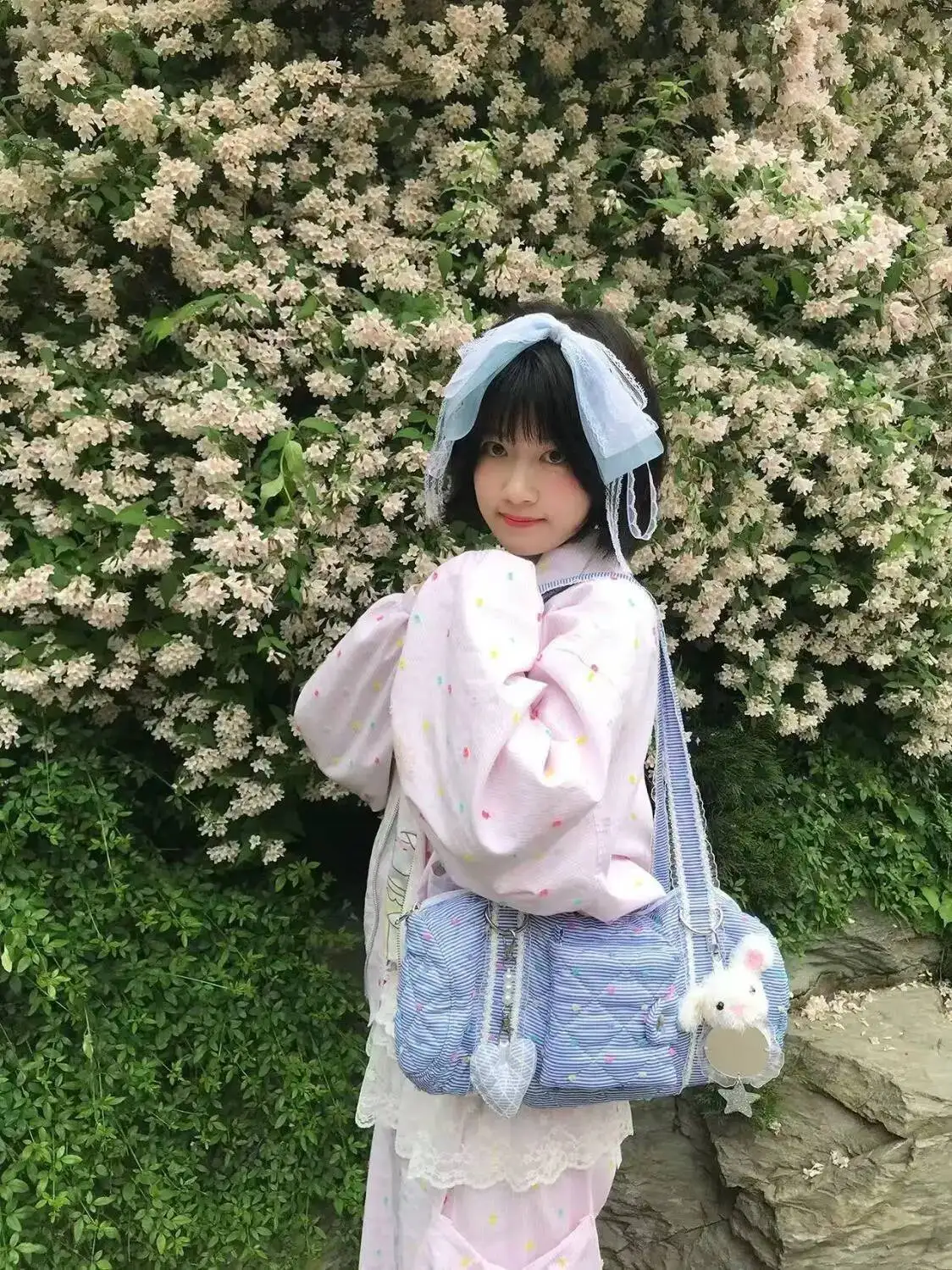 Bloom Candy Dot Canvas Y2k Handbag Wallets Women Versatile Pocket Casual Underarm Bag Female Haruku Aesthetic Shoulder Bags