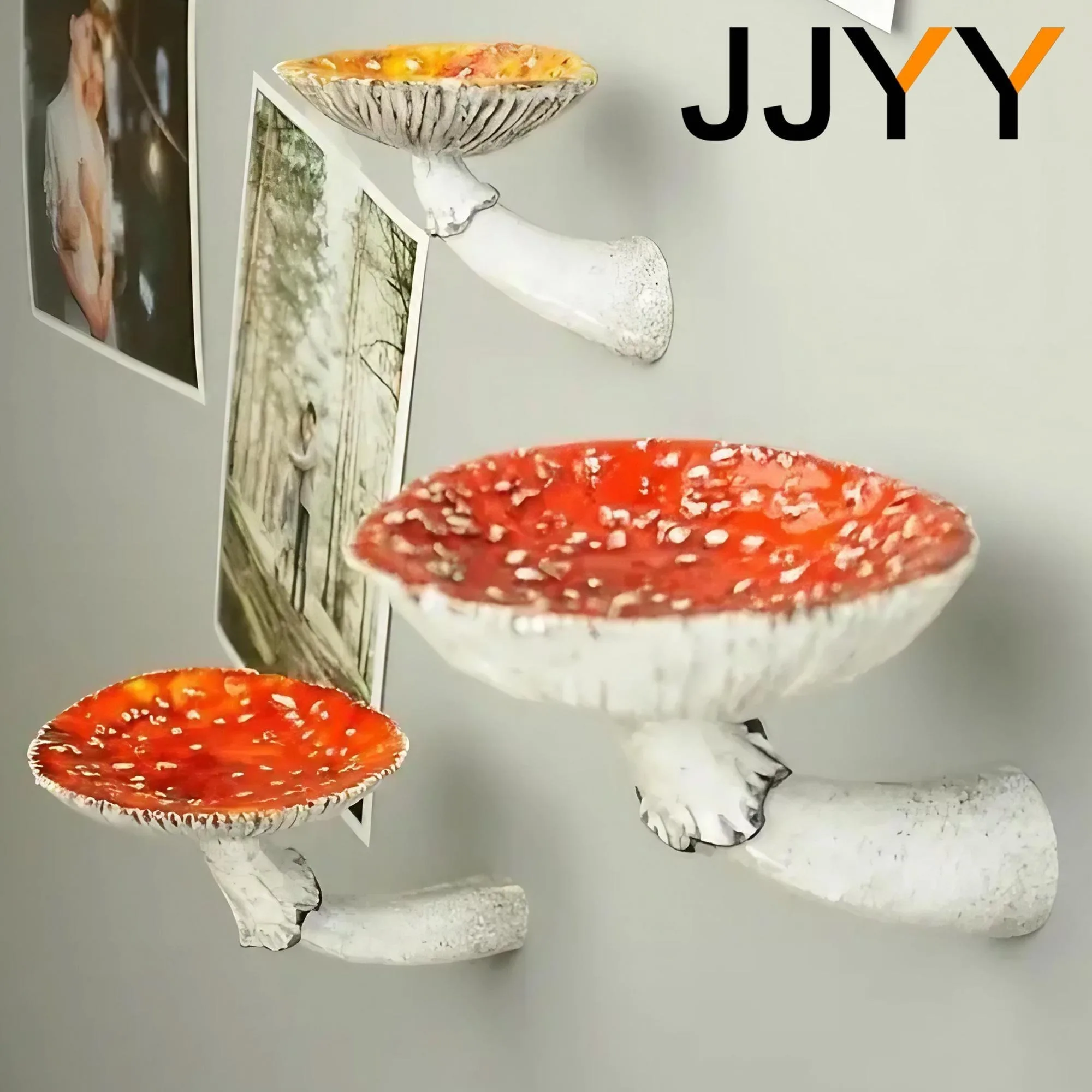 Floating Wall Shelf Mushroom Shape, Resin Hanging Shelf Handmade Display Rack Wall Mounted, Storage Organizer with Smooth Edge Lightweight Sturdy Mounting Hardware, for Bedroom Living Room Bathroom Entryway Hallway Plant Succulent Pot Modern Home Style