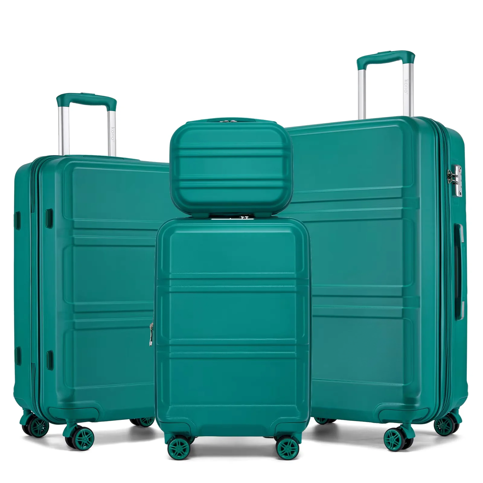Kono 4‑Piece Hard Shell Luggage Set 12/20/24/28 Inch, ABS Lightweight Spinner Suitcase with TSA Lock YKK Zippers, 2‑Year Limited Warranty, Travel Luggage for Men Women