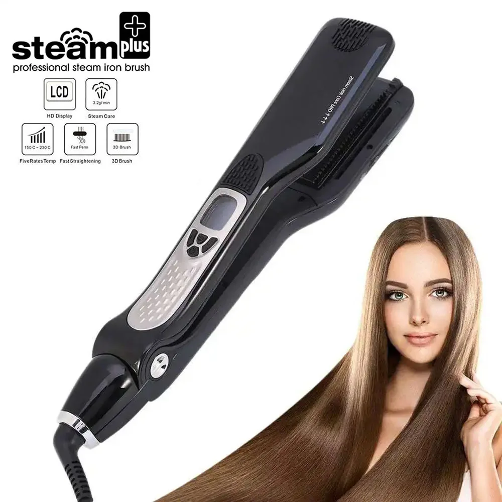 

Nano Steam Hair Straightener Ceramic Coating Plates LCD Display Professional Flat Iron MCH Heating Max 450℉ Hair Styling Tools